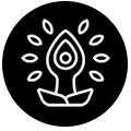 Black and white vector image of someone in a yoga pose, seated with their arms above their head.